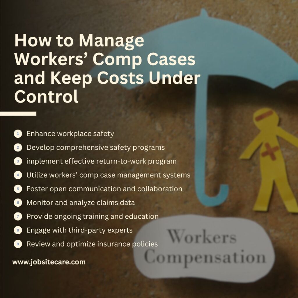 Infographic that highlights the key steps of workers comp case management.